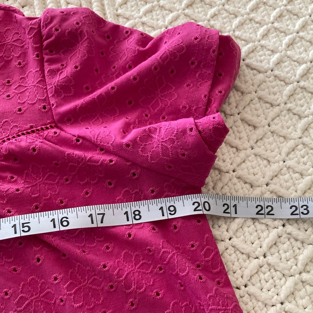 Nanette Lepore Fuchsia Eyelet Short Sleeve Top - Picture 8 of 9